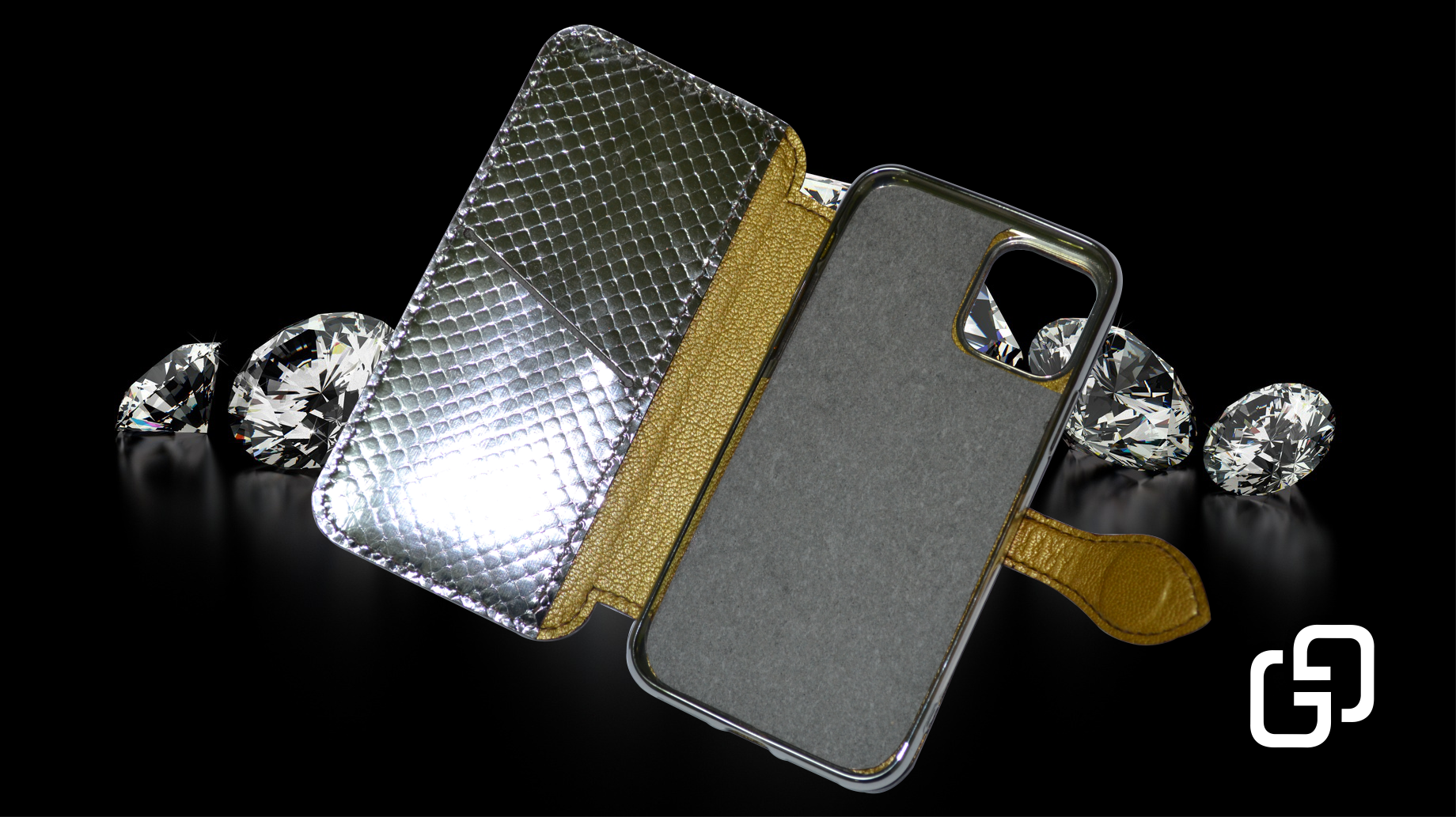 Case (чехол) GG® Для iPhone Xs/11/12 Pro Silver Piton) 2020 натуральная кожа питона